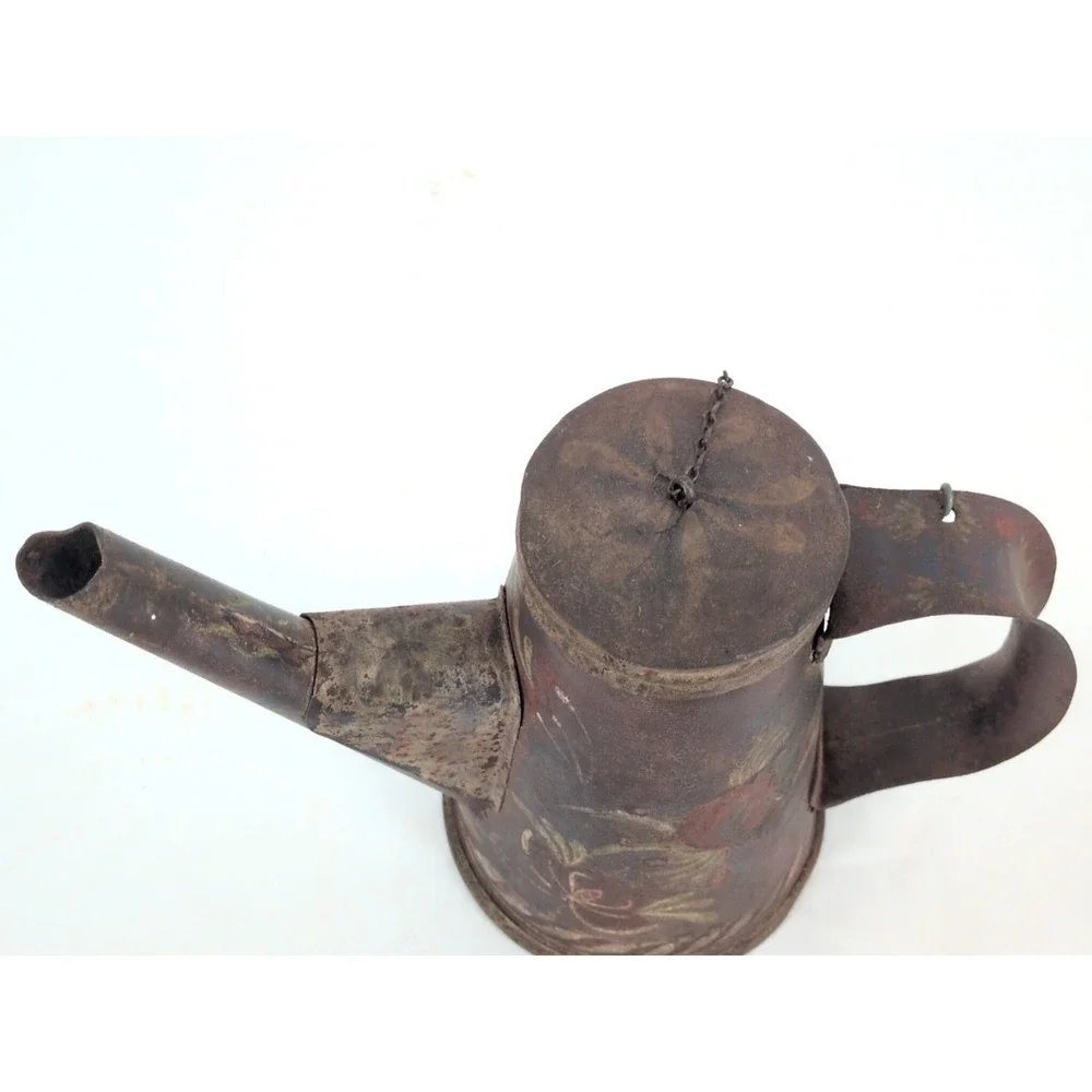 Antique Canadian Pacific Railroad Signal Oil Lamp Teapot Light Tole Painted Folk